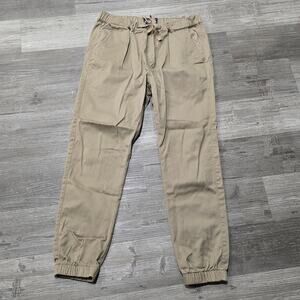 Matchstick Khaki Elastic Waist Drawstring Jogger Pants